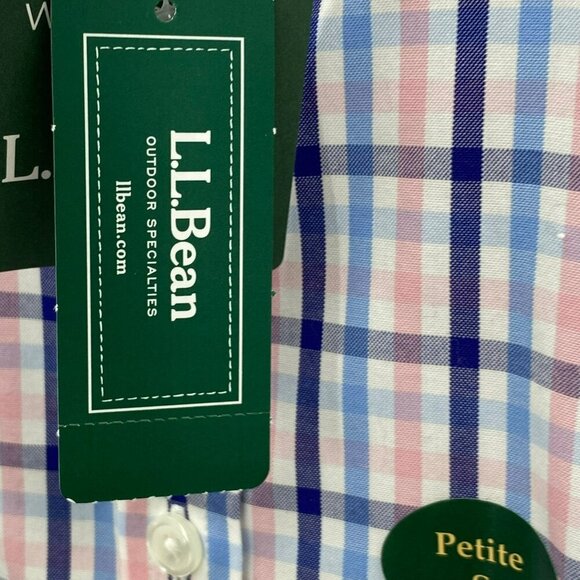 L.L. Bean 3/4 Sleeve Pink/Blue Button Up Shirt Women's Size Petite S - Picture 5 of 8